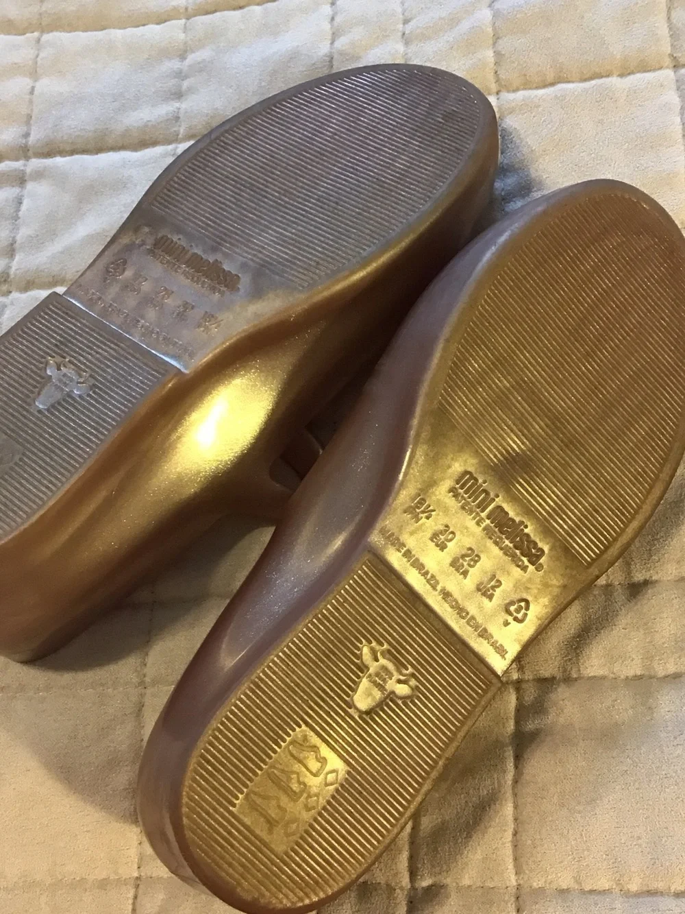 Mini Melissa Rose Gold Mary Jane Ballet Flats with Bow